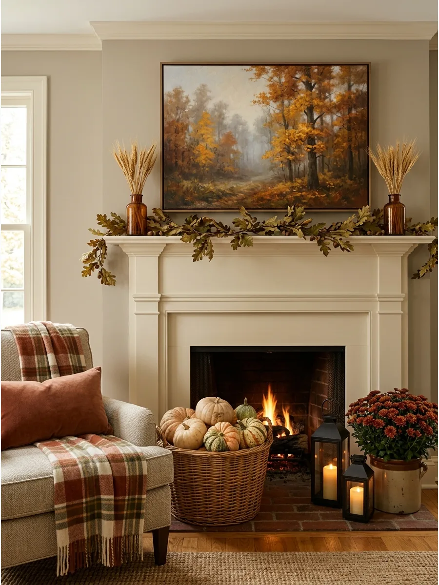 39. Fall Artwork Above the Fireplace