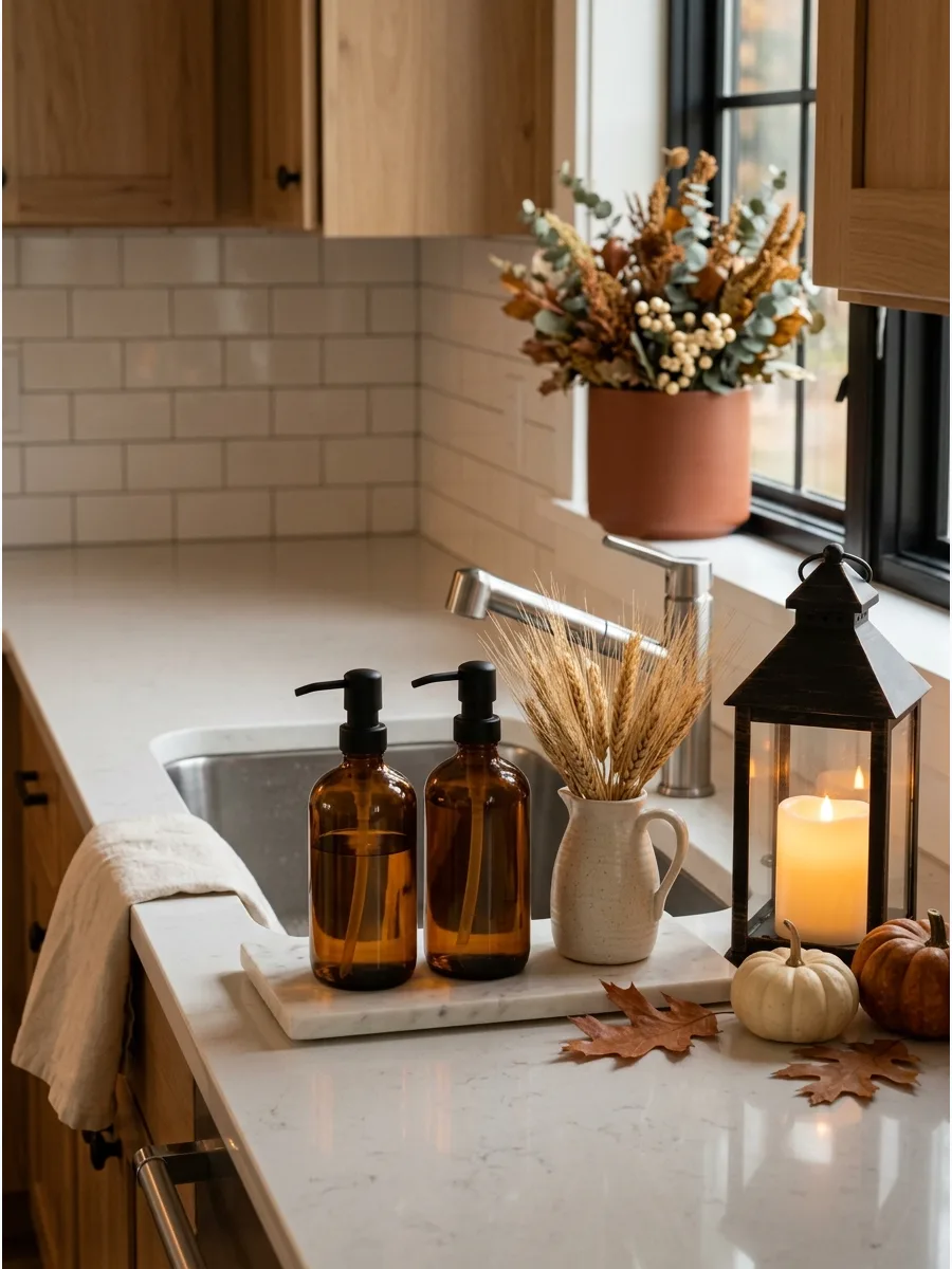 46. Amber Glass Kitchen Bottles