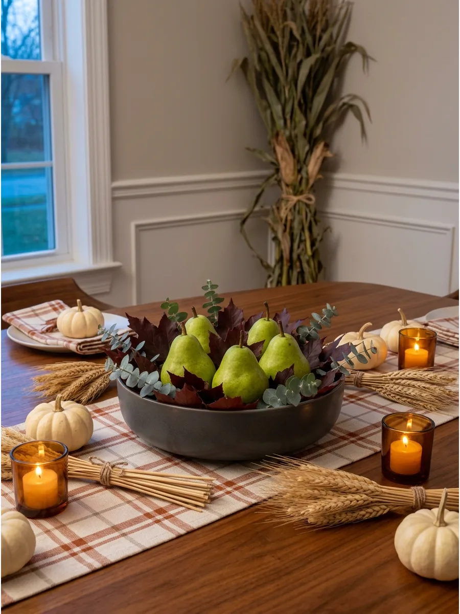 55. Pear and Foliage Centerpiece