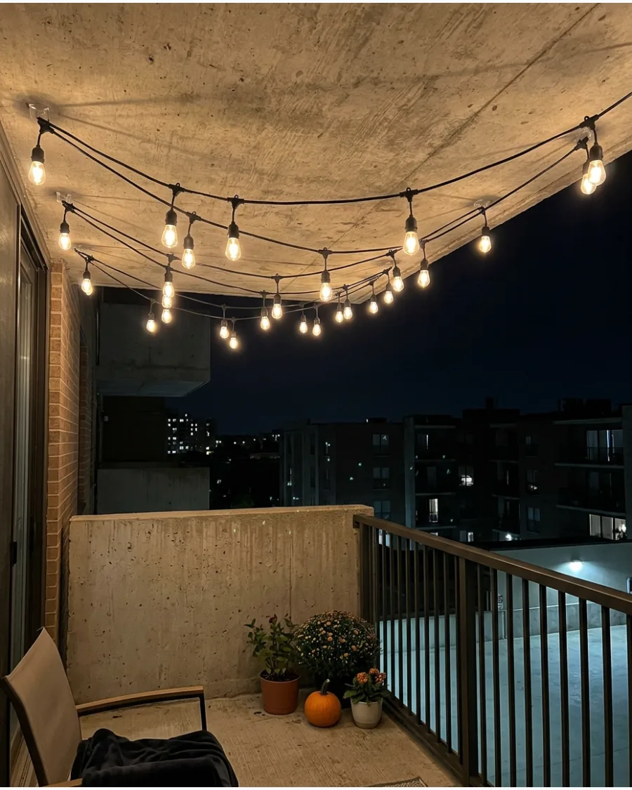21. Warm String-Light Canopy