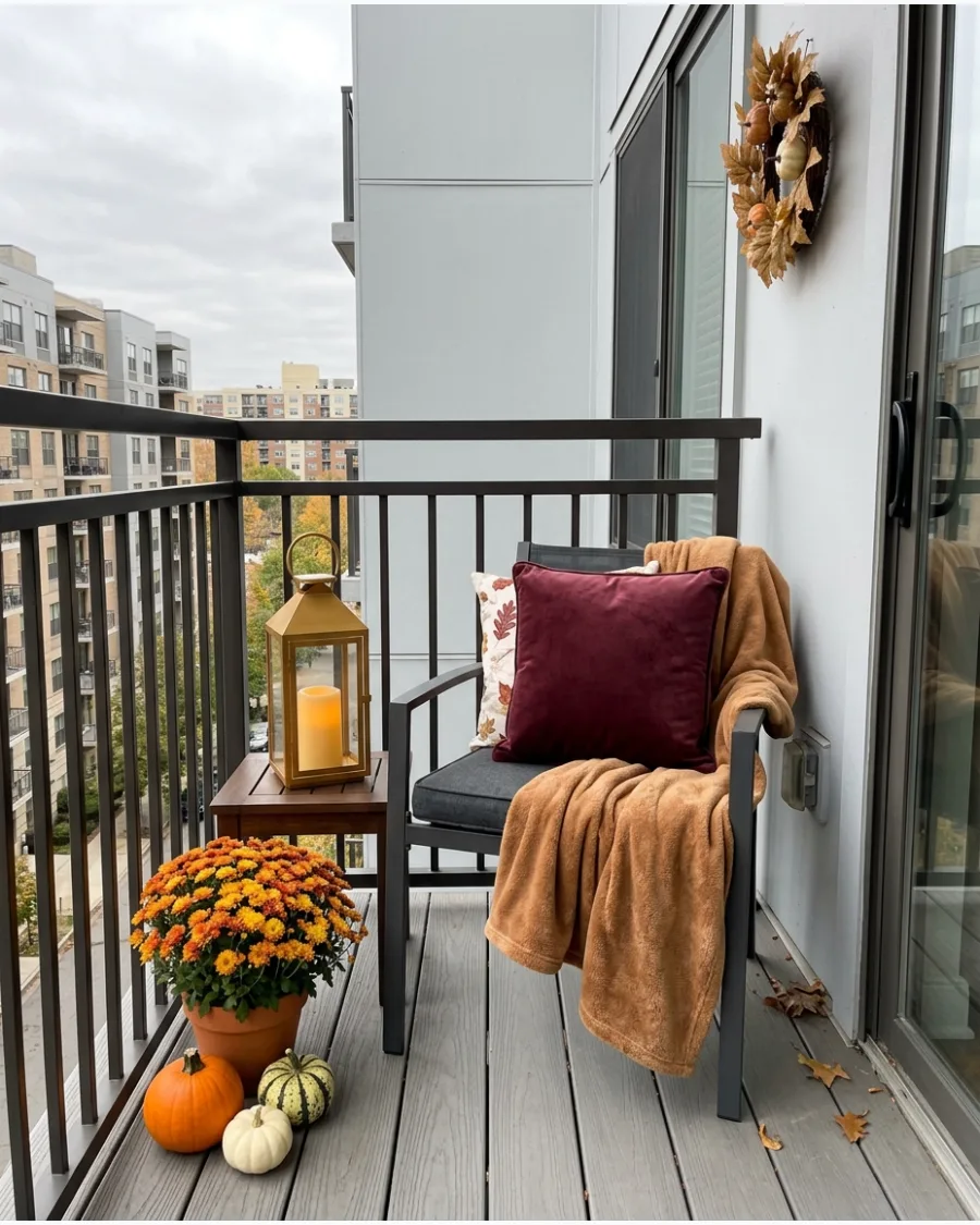 4. Burgundy and Caramel Balcony