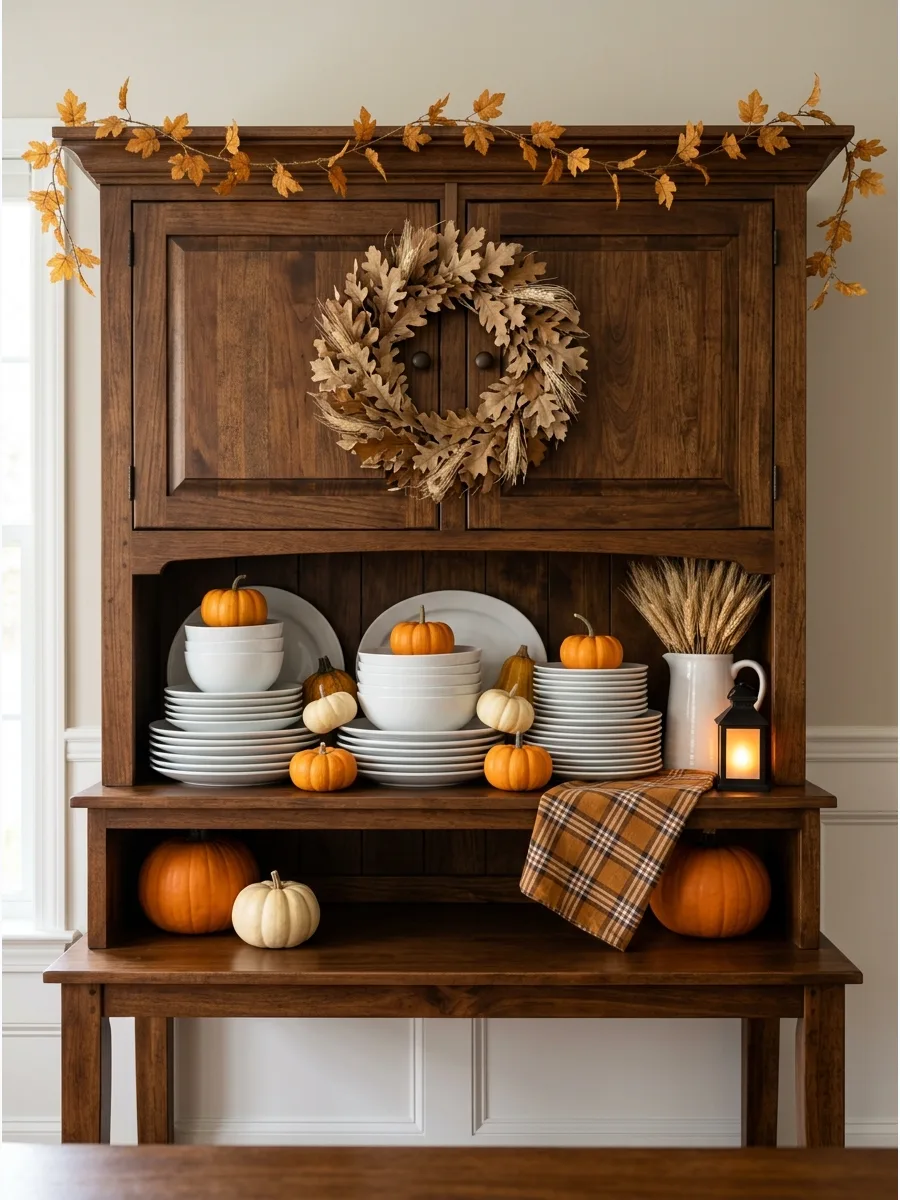 1. Mini Pumpkins Between White Dishes