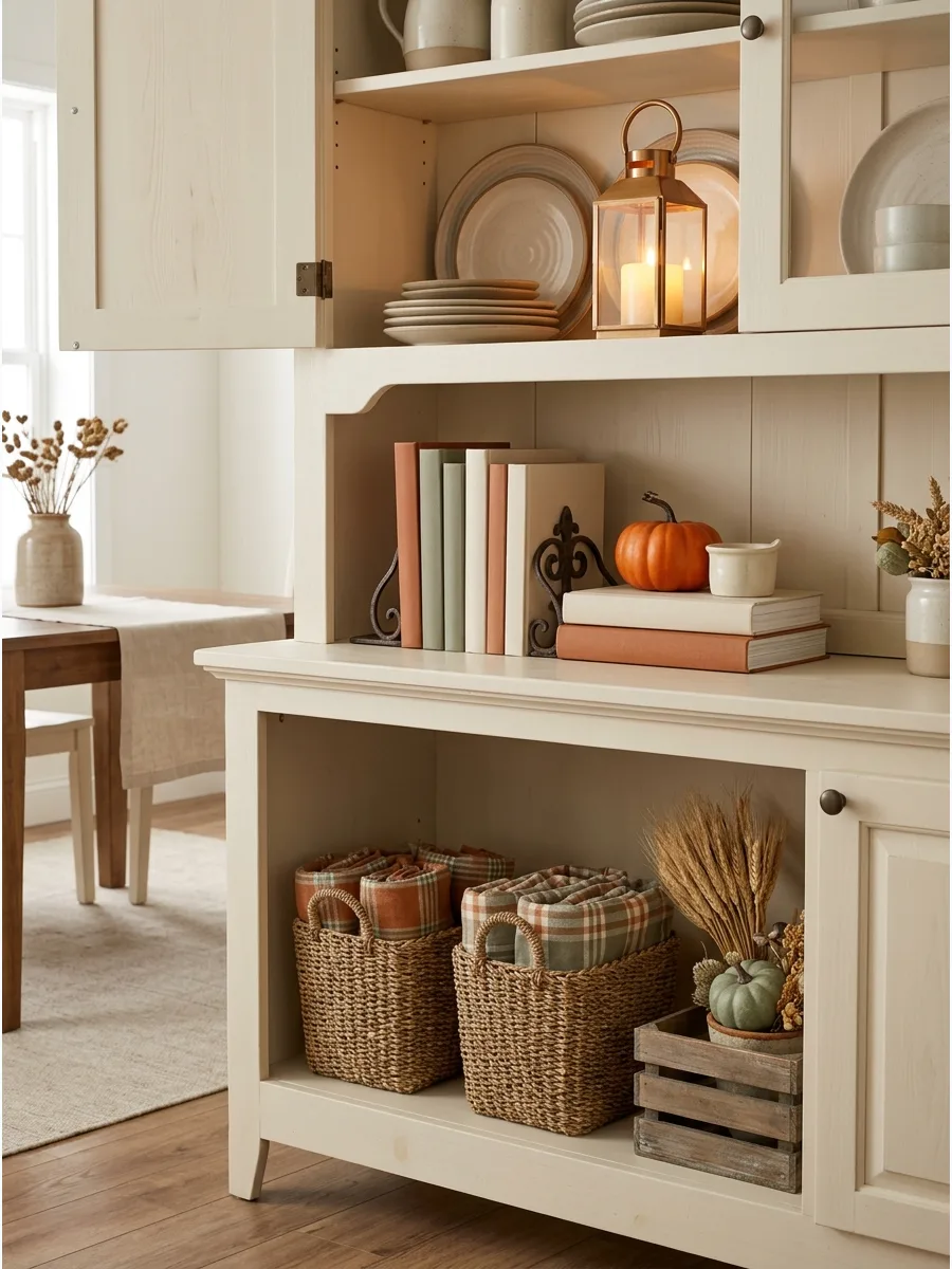 18. Fall Cookbook Hutch Display