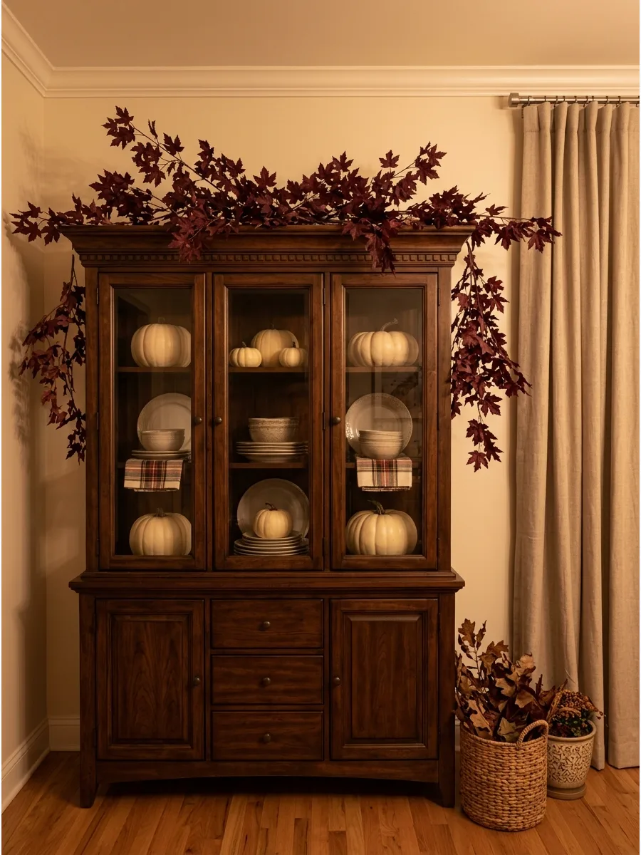 2. Autumn Branches Across the Hutch Top