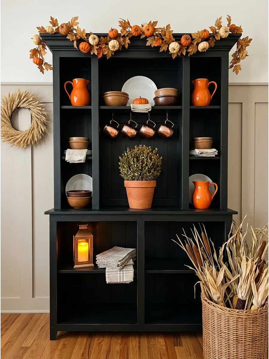 21. Black Hutch With Warm Fall Colors