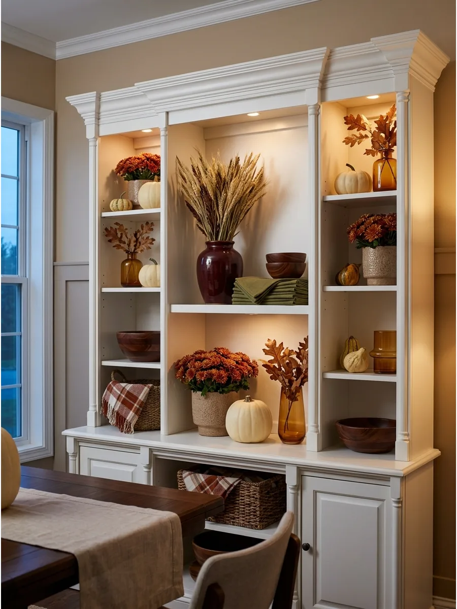 22. White Hutch With Rich Earth Tones