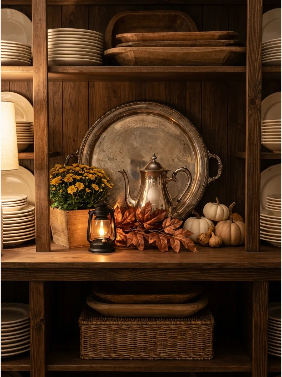 26. Vintage Silver and Autumn Foliage