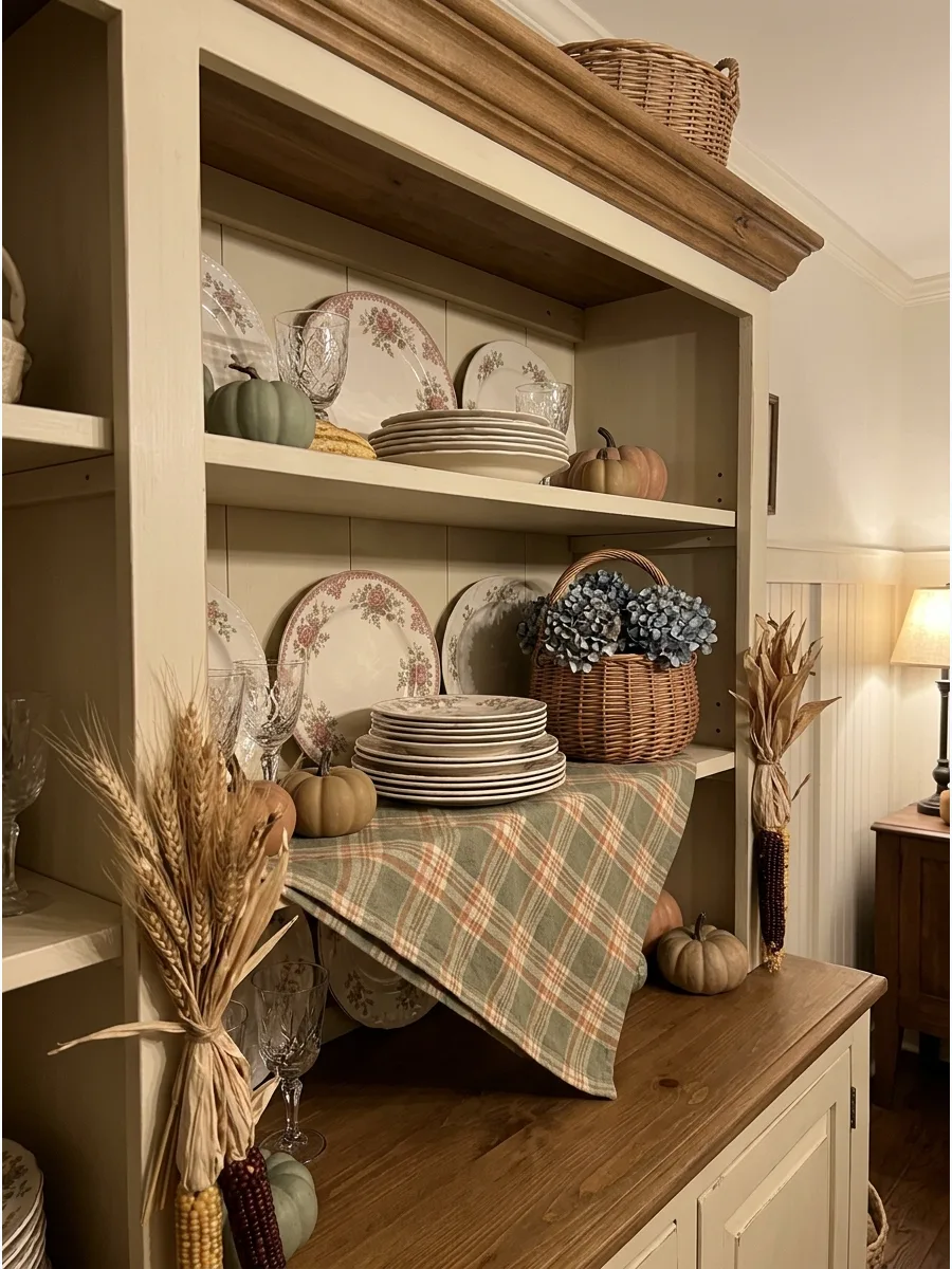 37. Cottage-Style Floral Hutch
