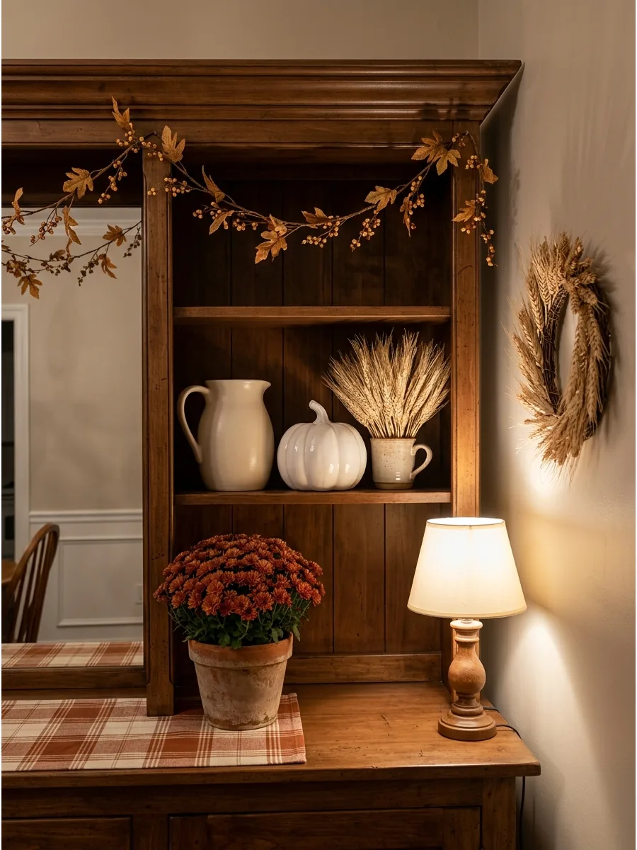 4. White Pumpkin and Cream Pottery Hutch