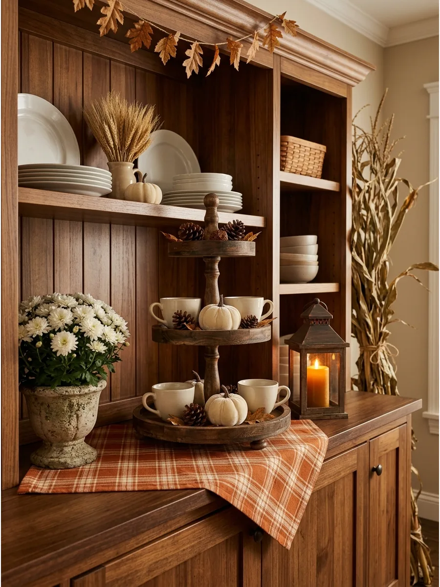 45. Tiered Stand With Fall Accents
