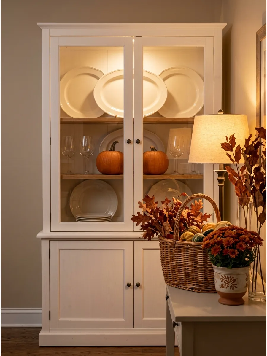 46. Glass-Door China Cabinet Display