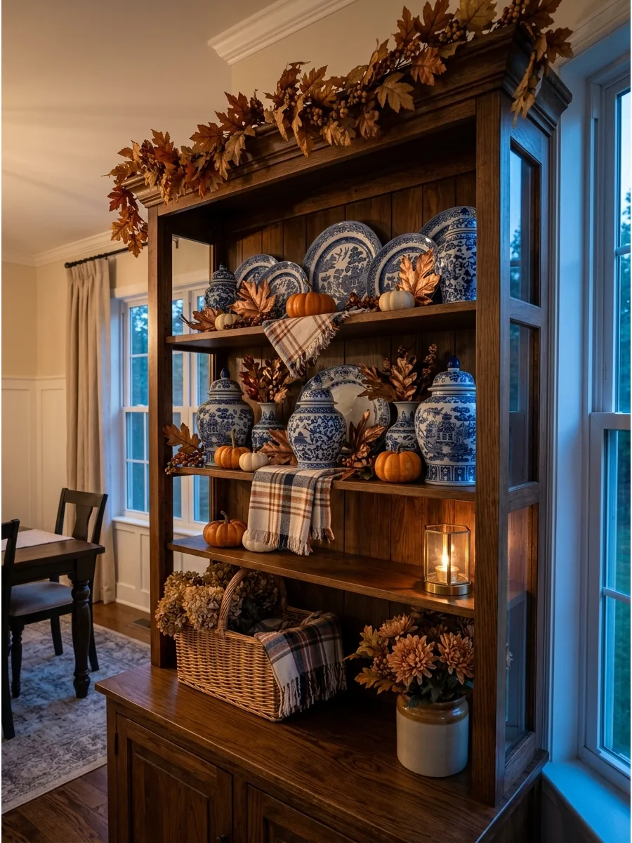 6. Blue-and-White Fall Hutch
