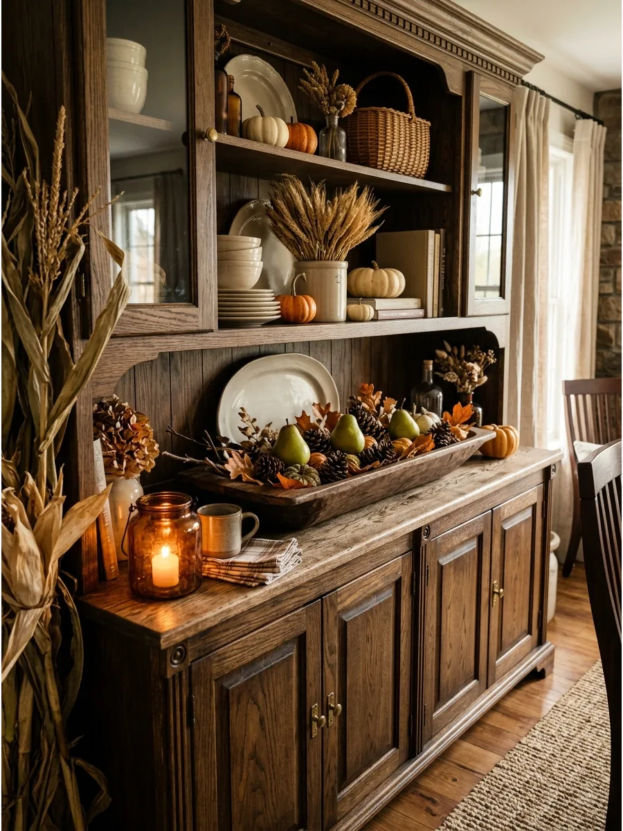 8. Wooden Dough Bowl Centerpiece