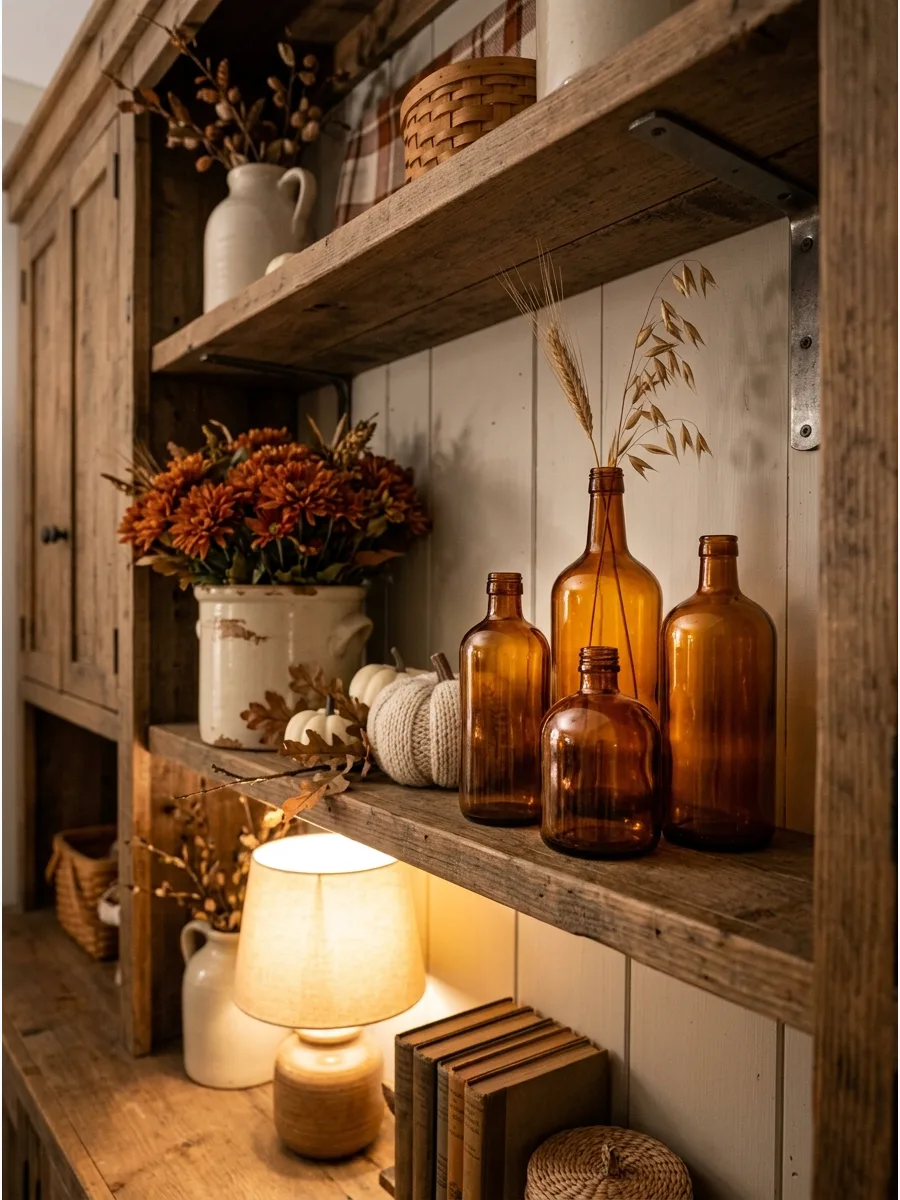9. Amber Glass Bottle Collection
