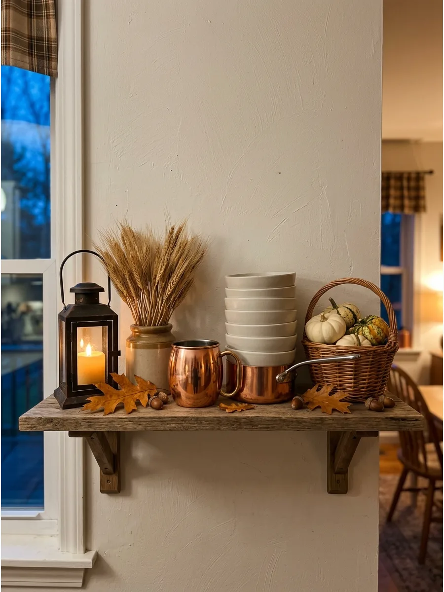 13. Copper Kitchen Shelf Accents
