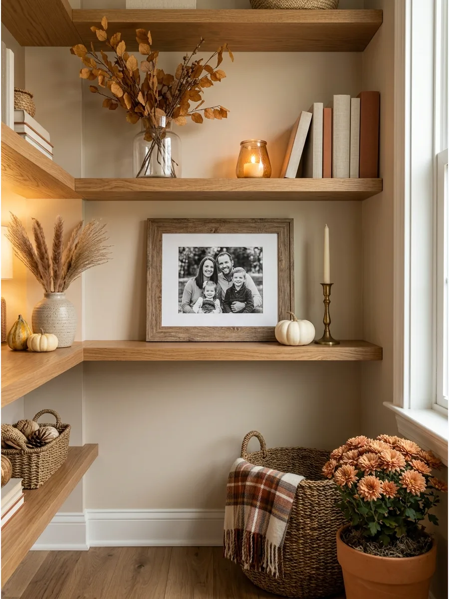 25. Fall Shelf With Family Photos