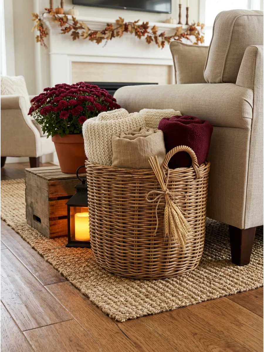 13. Woven Blanket Basket