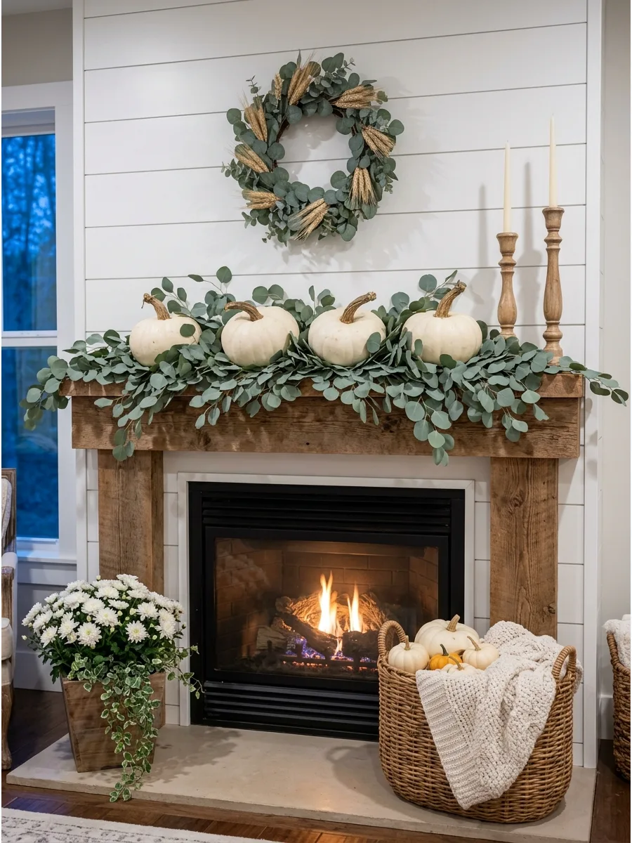 20. White Pumpkins and Eucalyptus