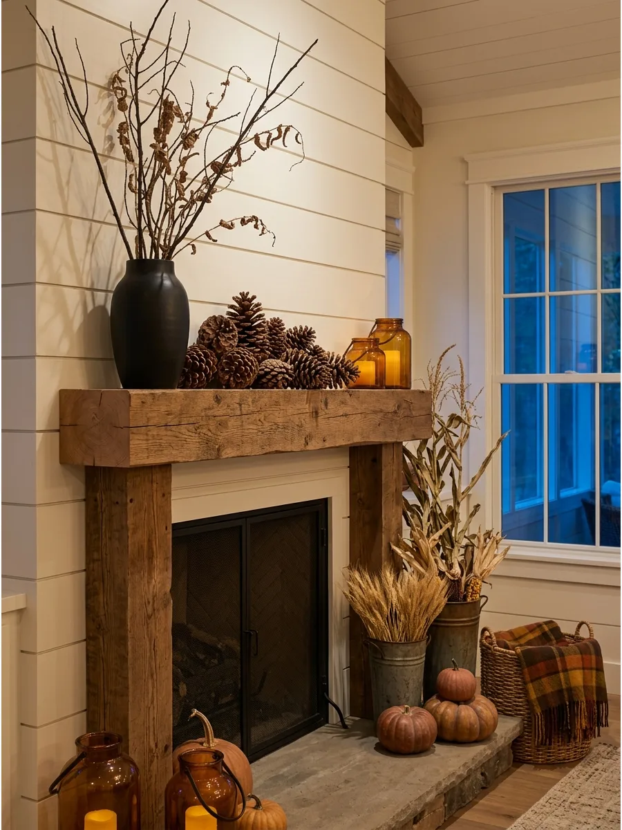 25. Pinecone and Bare-Branch Mantel