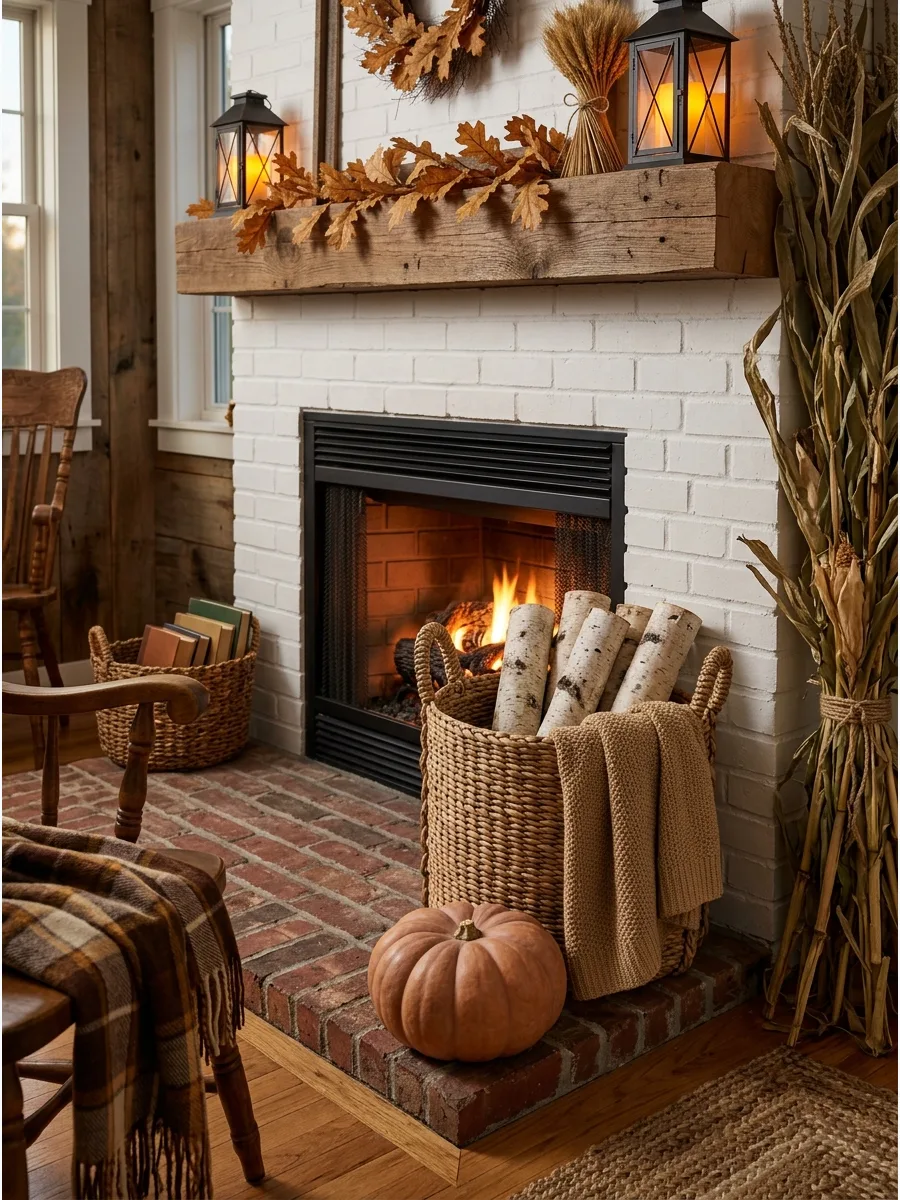 26. Farmhouse Fireplace Basket