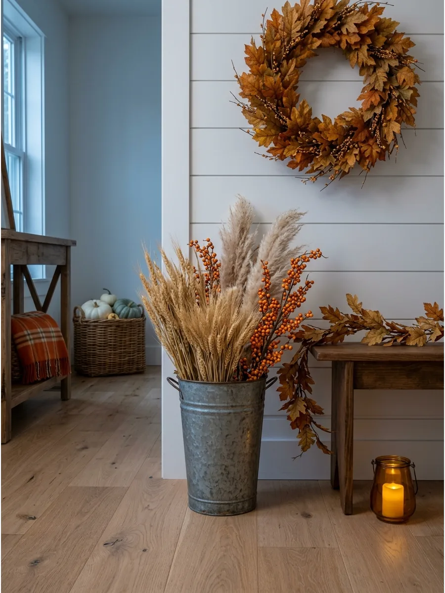 3. Galvanized Bucket of Fall Stems