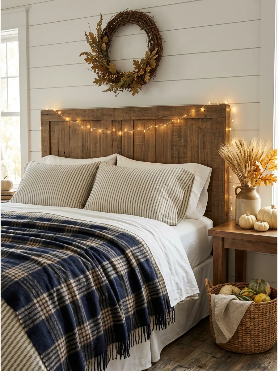 47. Plaid and Ticking-Stripe Bedding