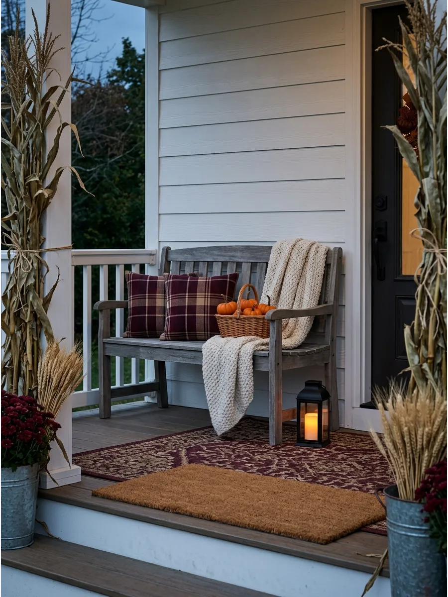 50. Vintage Farmhouse Porch Bench