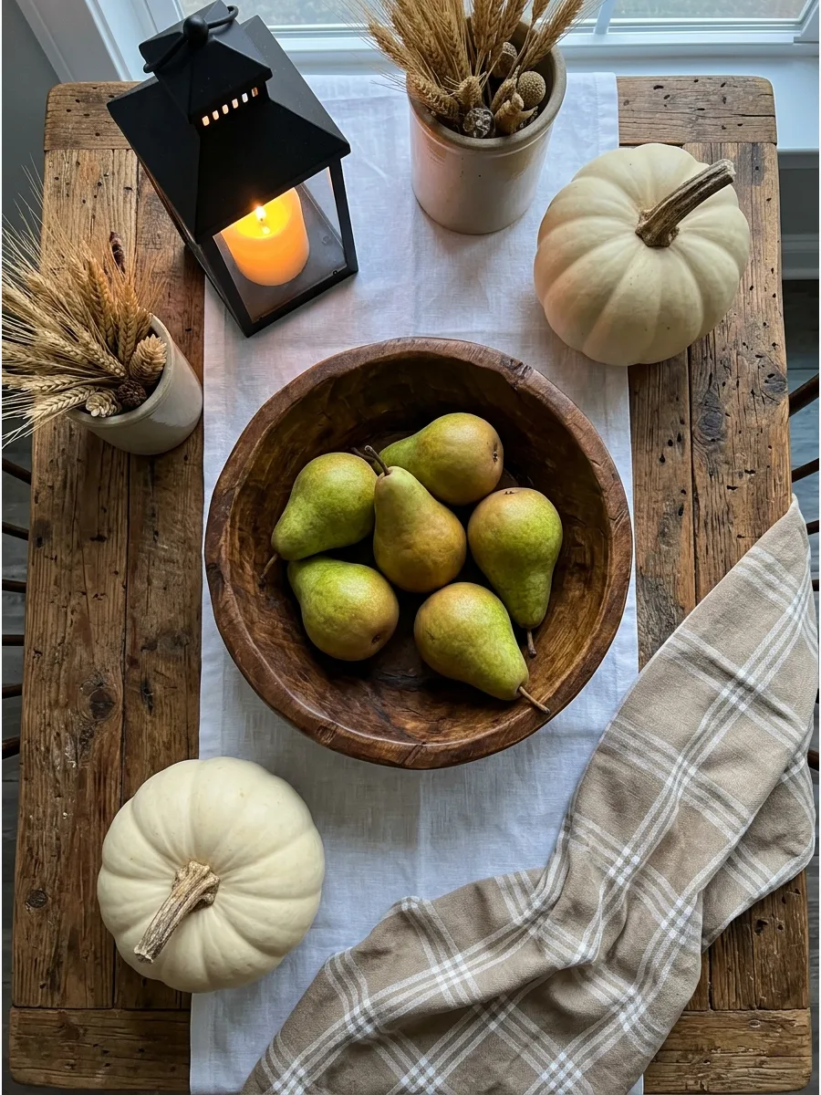 6. Wooden Bowl Filled With Pears