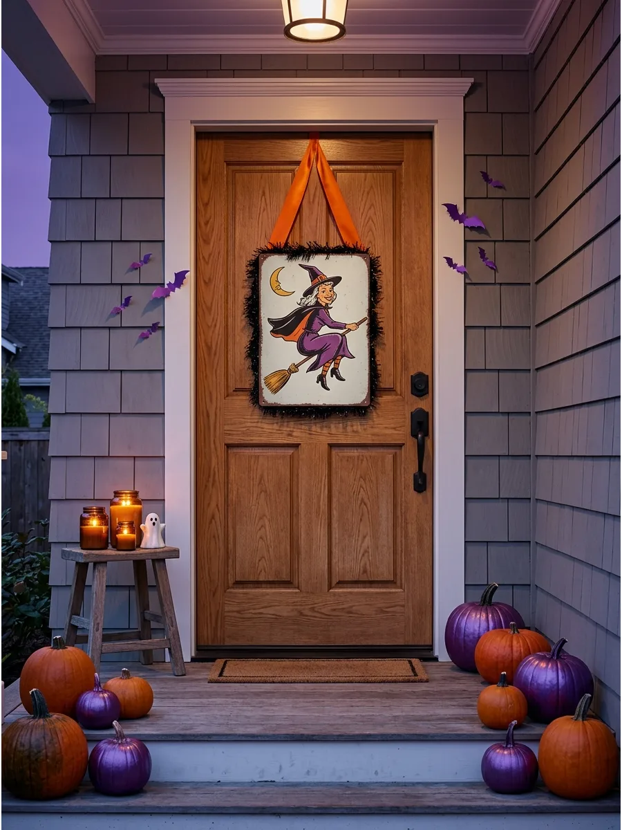 12. Display a Vintage Halloween Door Sign