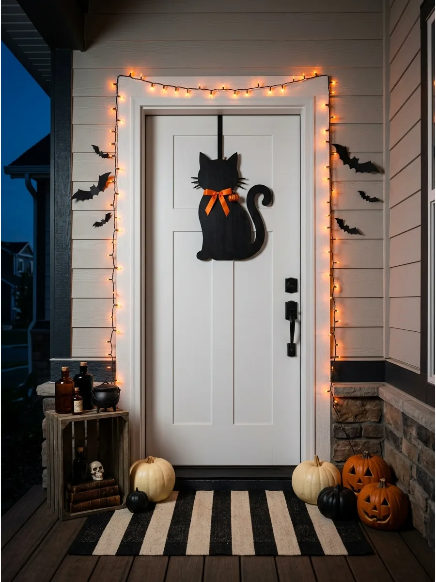 13. Add a Wooden Black Cat Door Hanger
