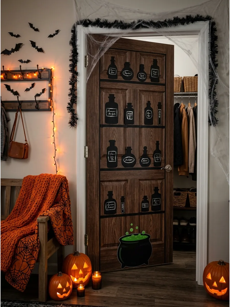38. Turn the Door Into a Witch’s Potion Cabinet