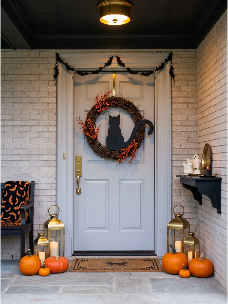 6. Make a Black Cat Halloween Wreath