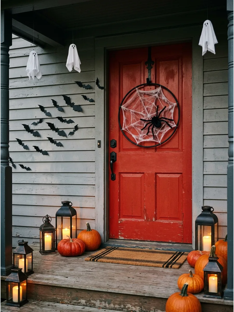 8. Create a Spiderweb Door Wreath