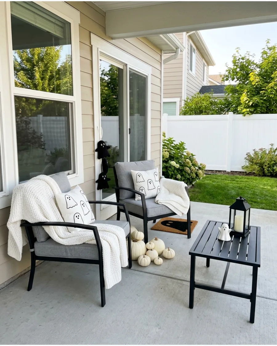 1. Cozy Ghost-Themed Patio