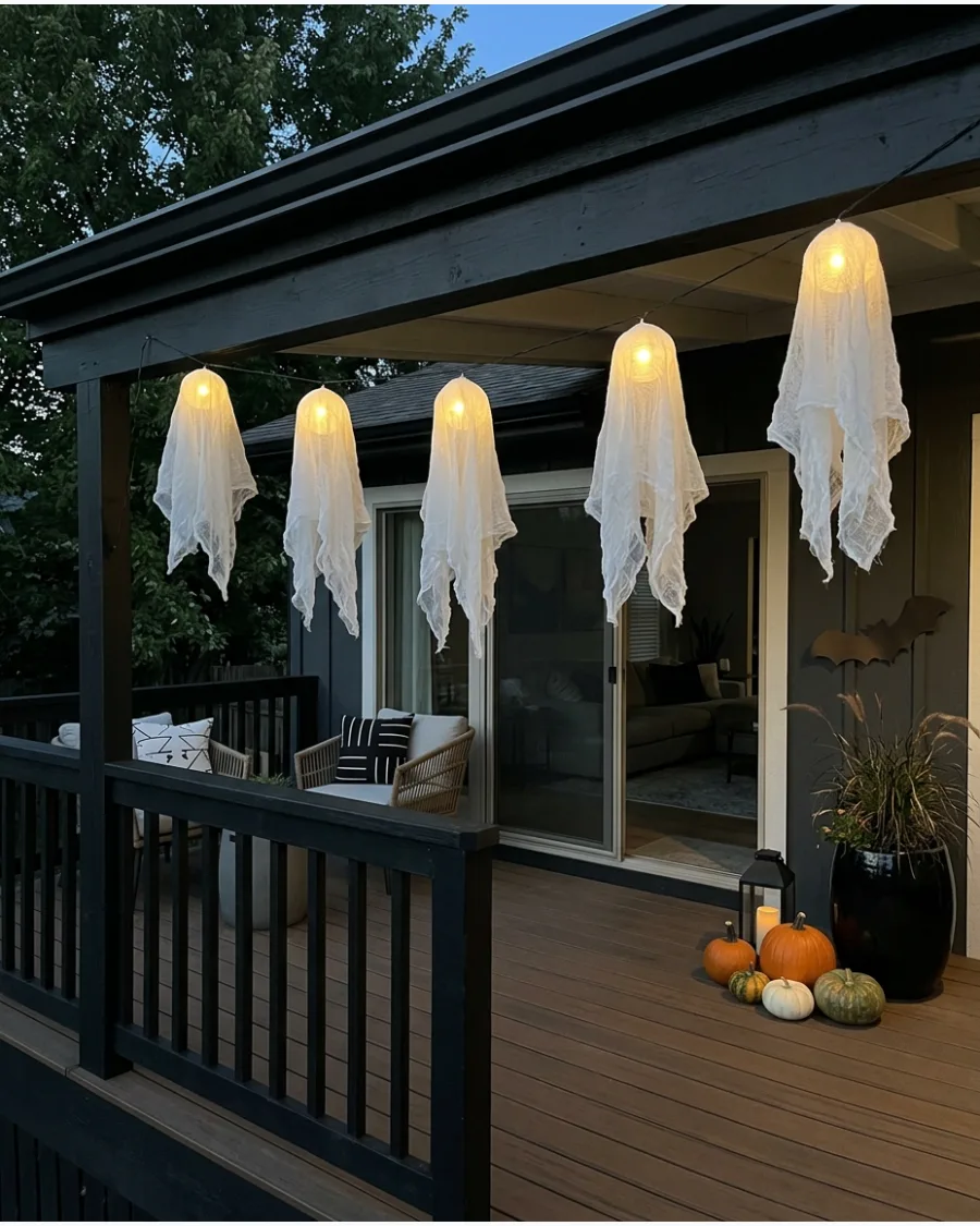 15. Floating Cheesecloth Ghost Garland