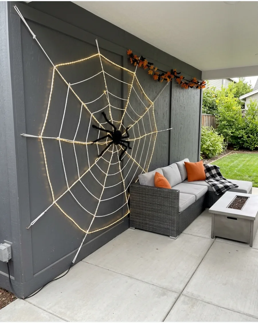 16. Light-Up Spiderweb Wall