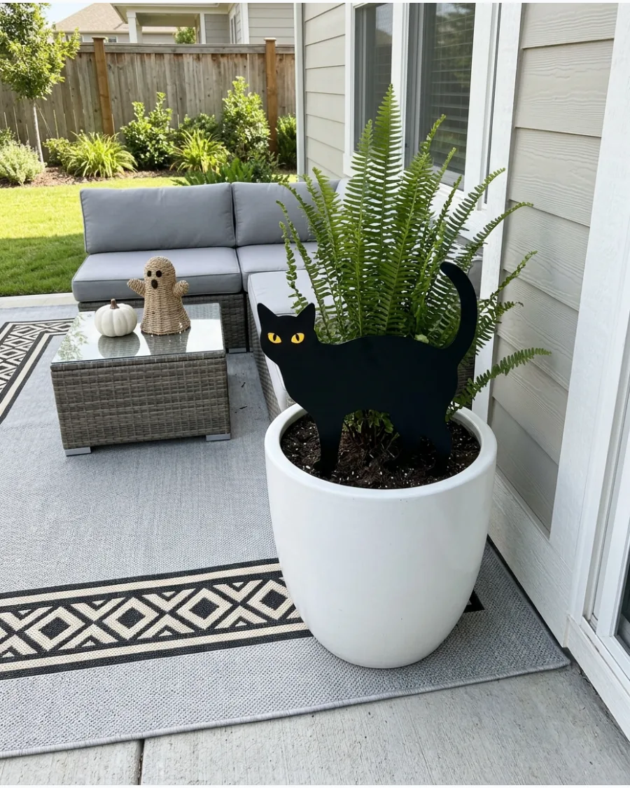44. Black Cat Garden Silhouettes
