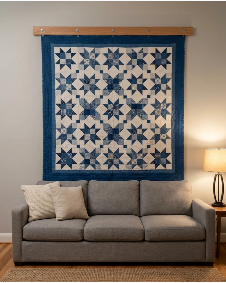 1. Oversized Quilt Above the Sofa