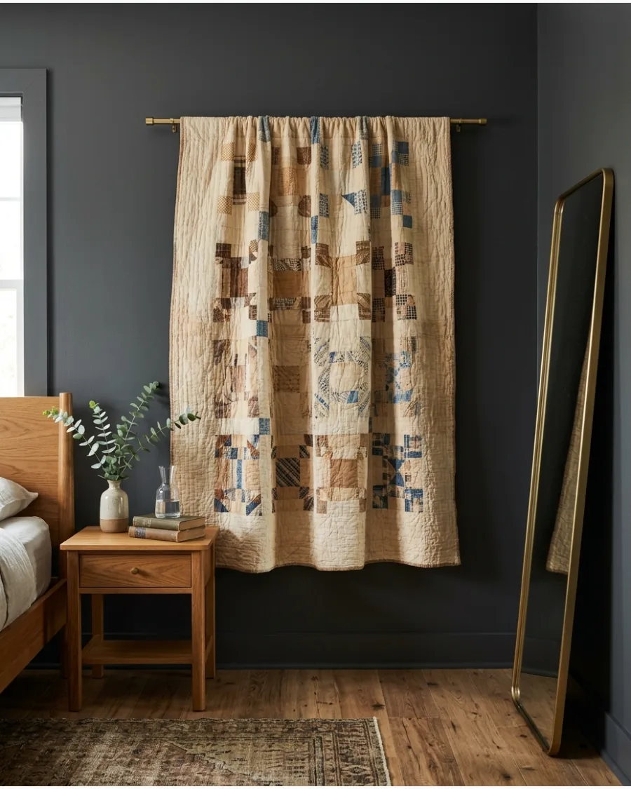 13. Antique Quilt on a Dark Wall
