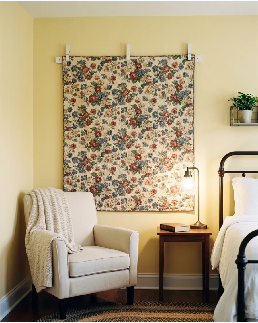 19. Floral Heirloom Quilt Wall