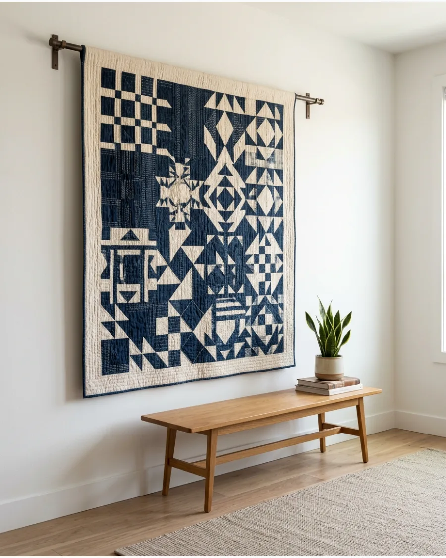 25. Offset Art Quilt Wall Display