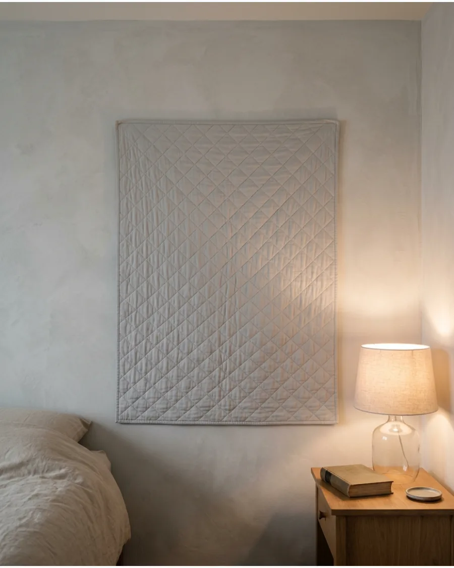 28. Minimal Quilt on Limewash Walls