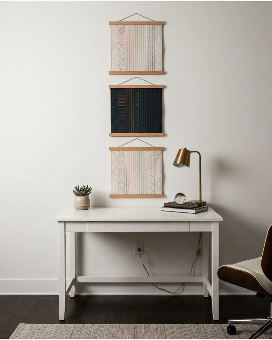 34. Mini Quilts Above a Desk