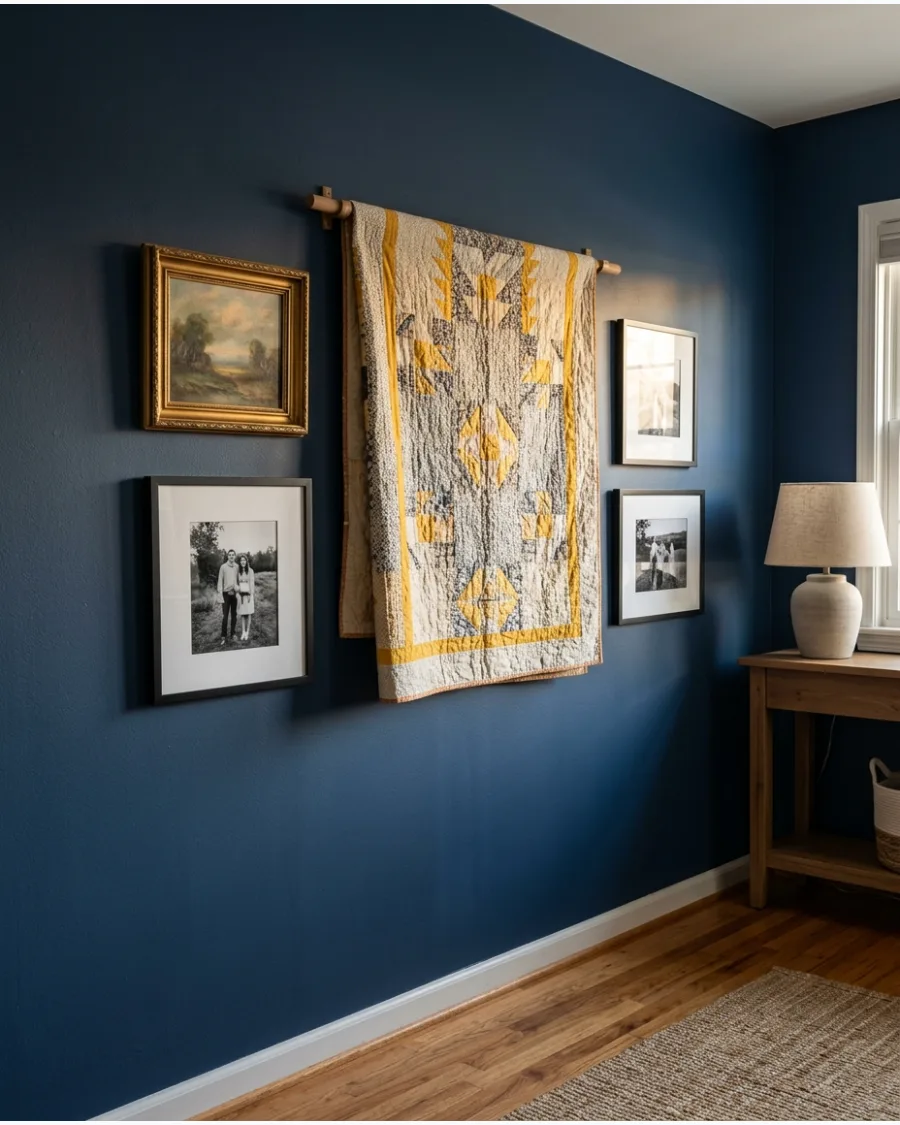 39. Quilts Mixed With Framed Artwork