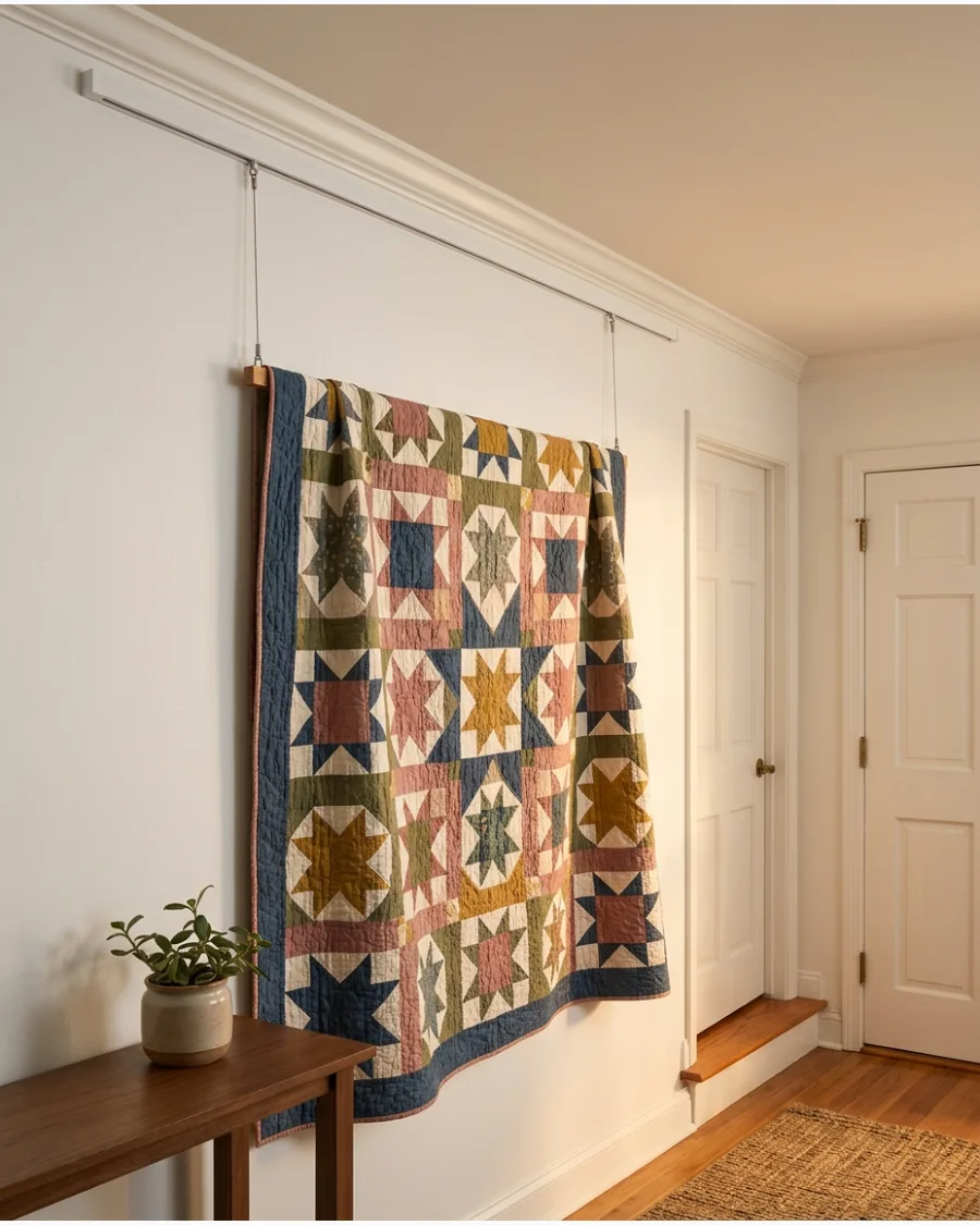 43. Quilt Displayed From a Gallery Rail