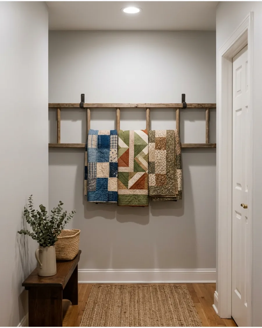 44. Horizontal Ladder Quilt Display