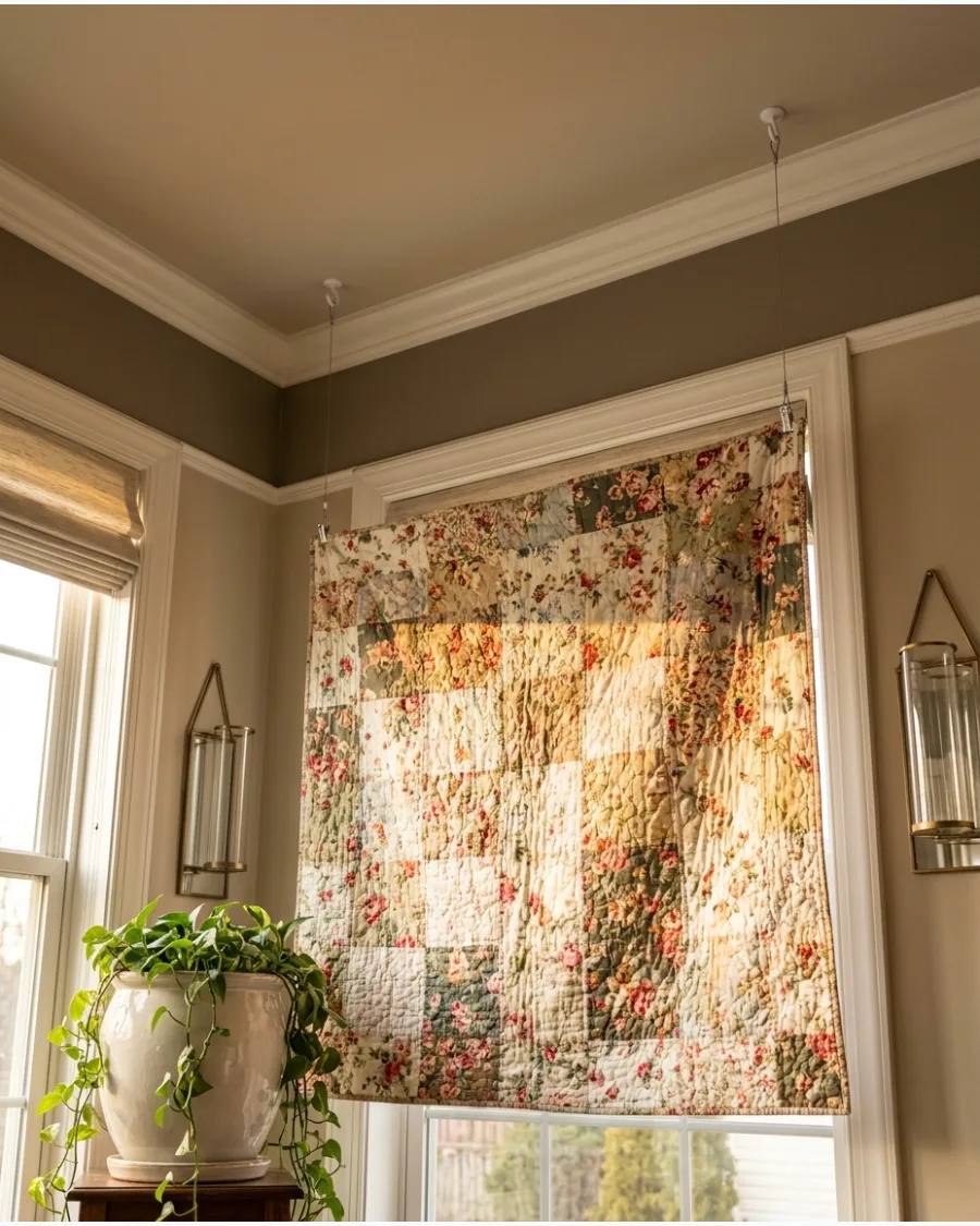 47. Quilt Suspended From Ceiling Hardware