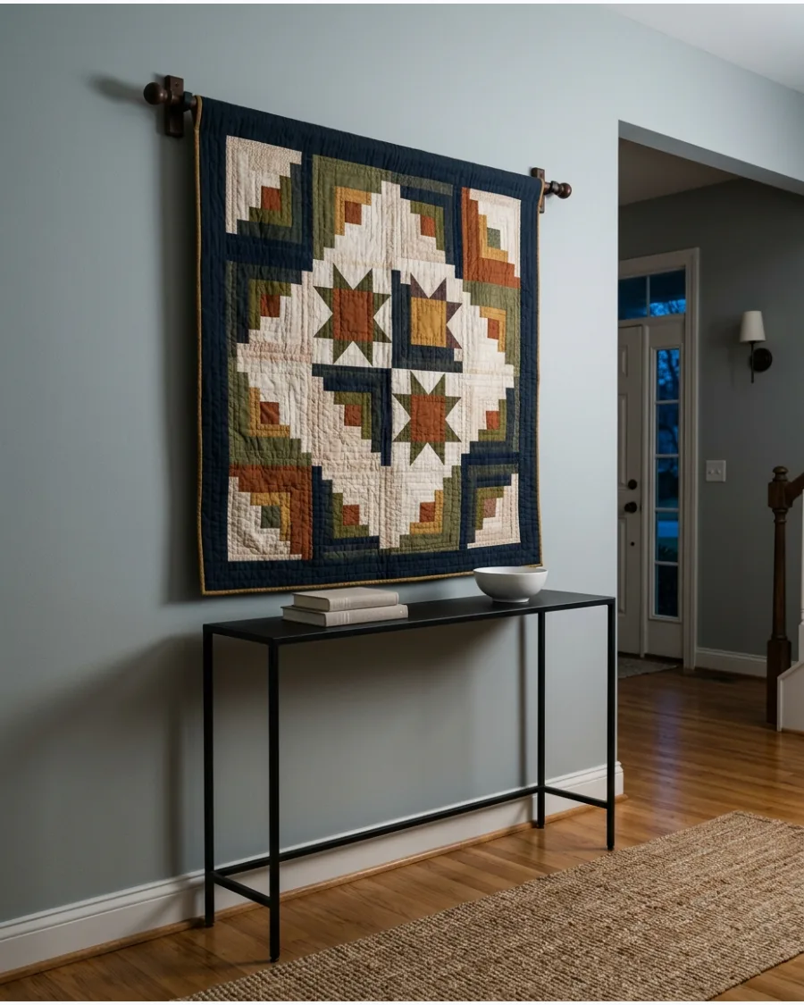 9. Quilt Behind a Console Table