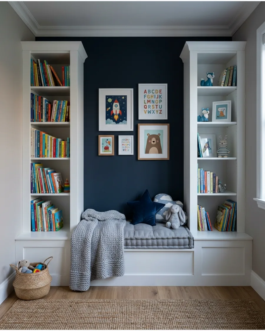 20. Built-In Bookcase Bench