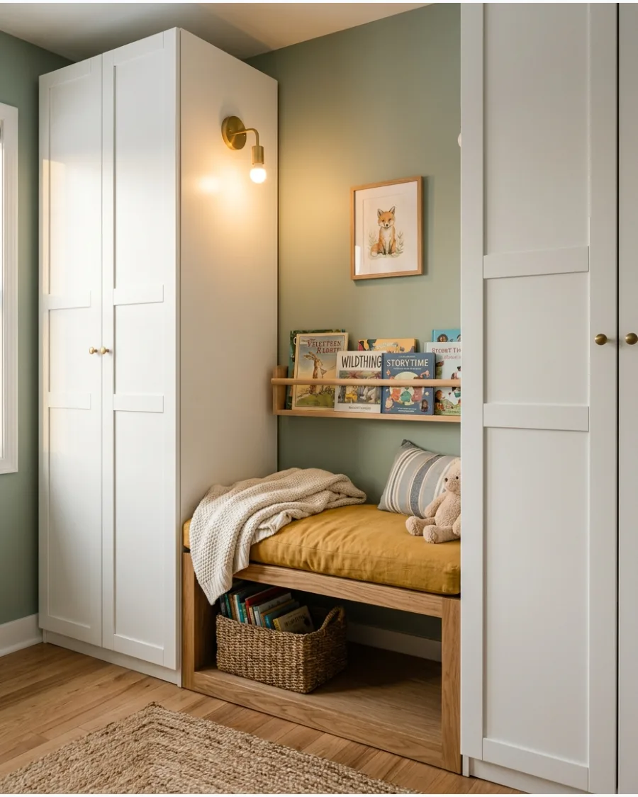 25. Built-In Nook Between Wardrobes
